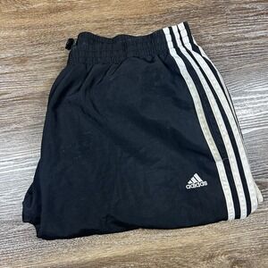 Vintage Adidas Striped Nylon Track Pants Mens Size XXL Y2K Black Streetwear
